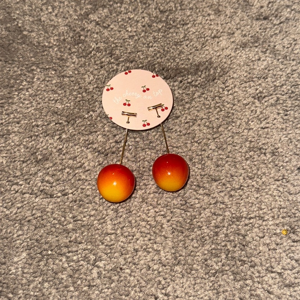 The Cherry On Top Ombre Red Orange Yellow Ball Drop Dangle Earrings